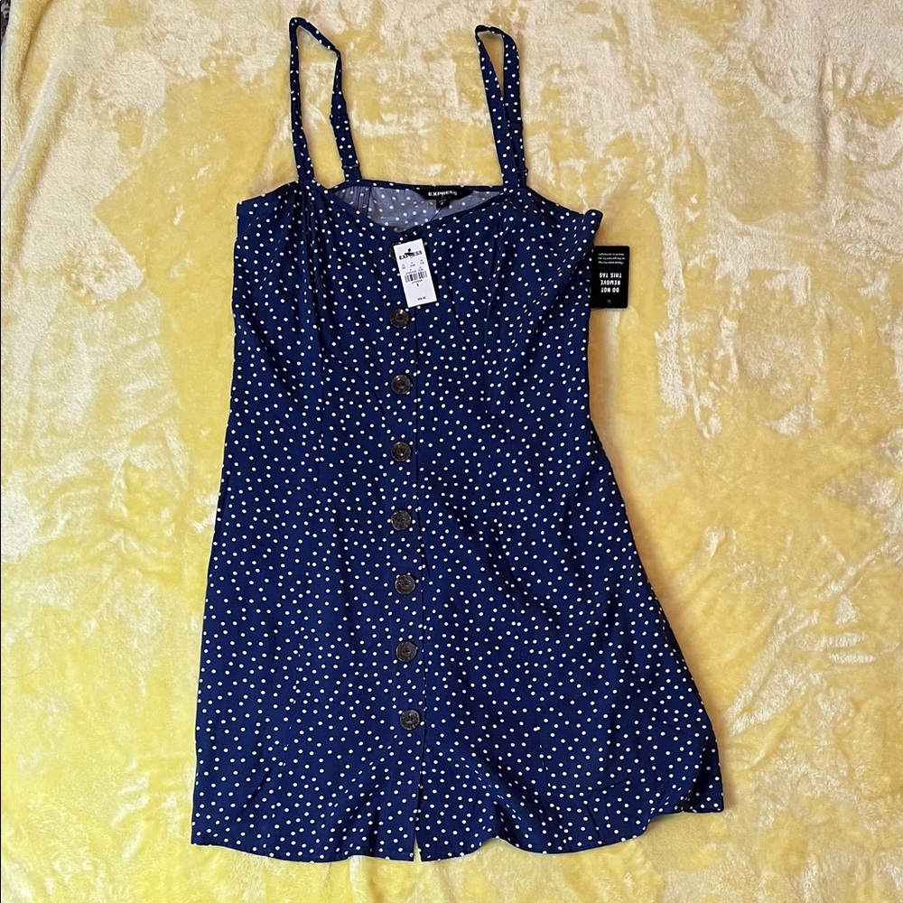 Express Navy Polka Dot Mini Dress